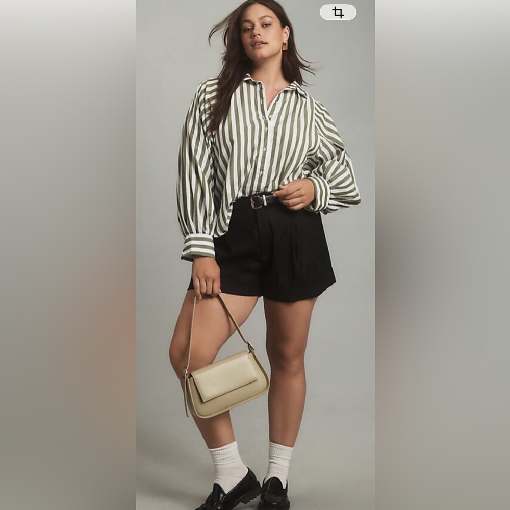 NWT Anthropologie size L Bailey boyfriend batwing blouse in green stripe
